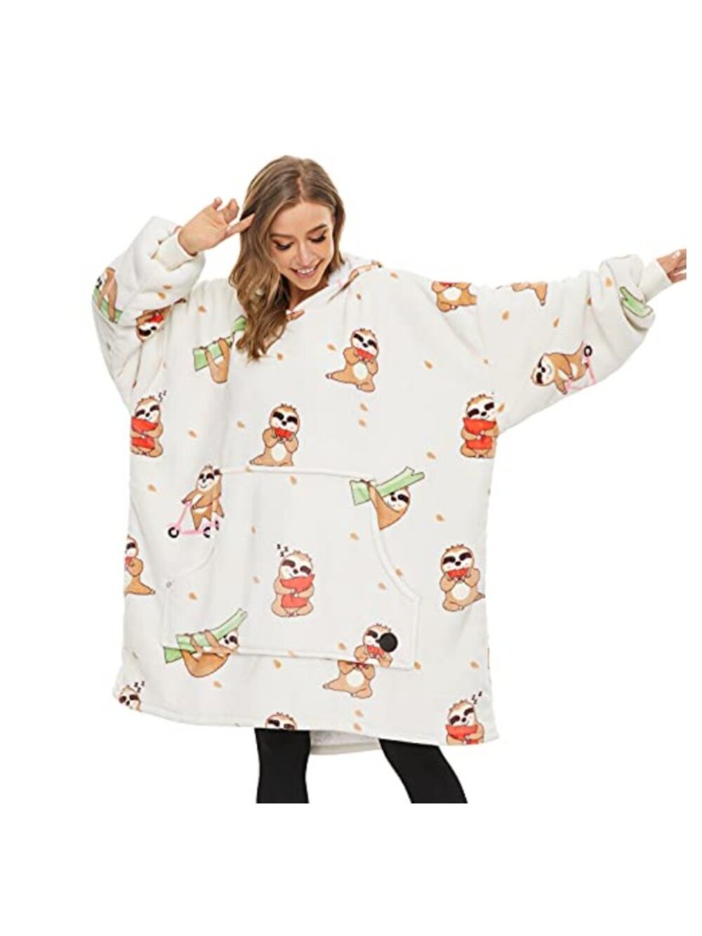 Oversized Sherpa Hoodie Blanket Wearable Fleece Hoodie for Adults